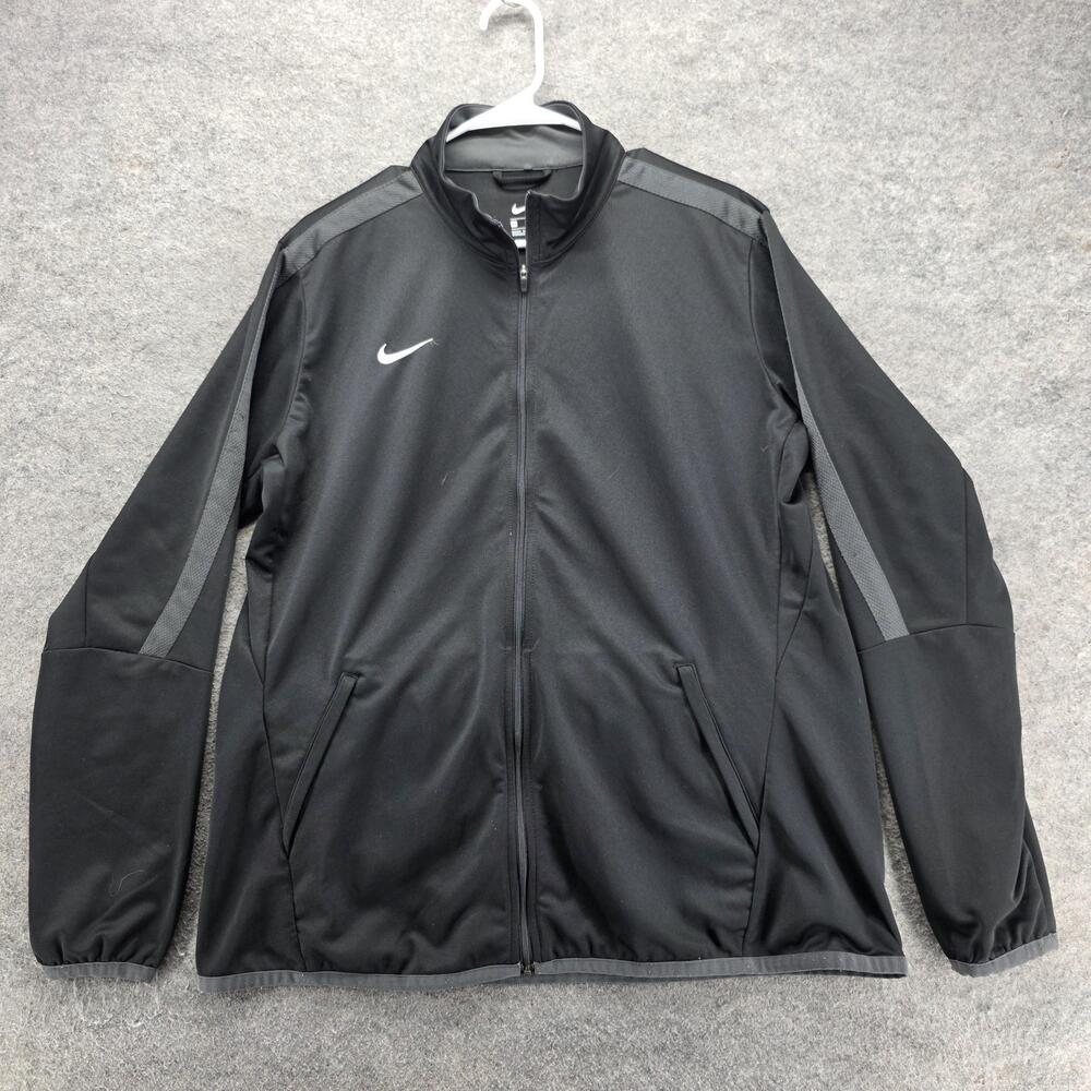 Nike Track Jacket Mens XL Black Full Zip Pockets Lined Breathable 836119-020